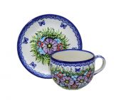 Jumbo cup + saucer - Polish pottery